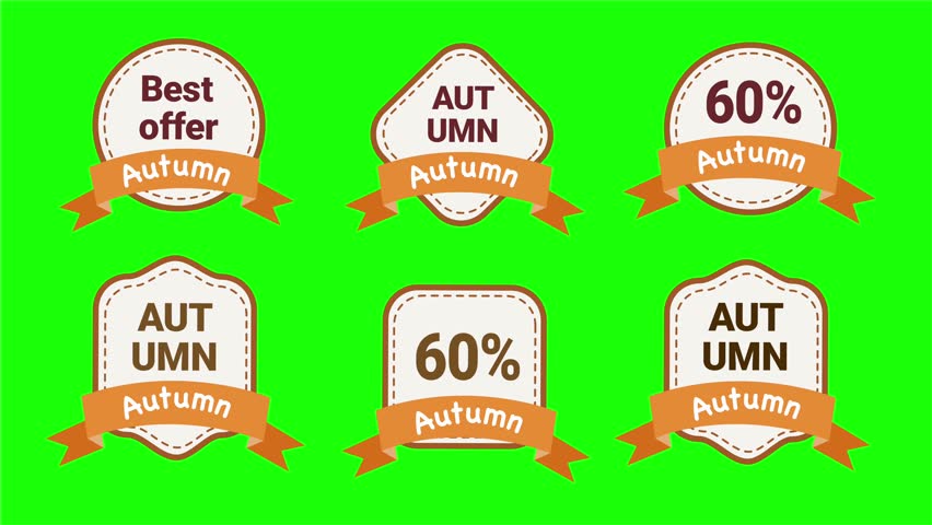Autumn sale badge labels with discount offer green background