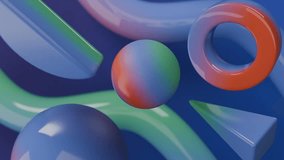 Abstract 3D Abstract colorful 3d shapes on a blue background. 4K seamless abstract 3D loop video. - Powered by Shutterstock - Get 15% off with code: PIKWIZARD15