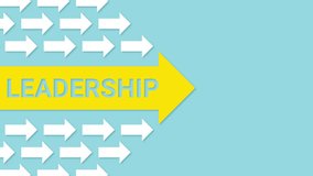 Yellow Arrow with Leadership Text Leading White Arrows on Blue Background, 4K Animation - Powered by Shutterstock - Get 15% off with code: PIKWIZARD15