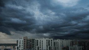 Storm clouds churning over metropolitan horizon, darkening urban landscape with menacing, swirling atmospheric energy and dramatic skyline transformation - Powered by Shutterstock - Get 15% off with code: PIKWIZARD15