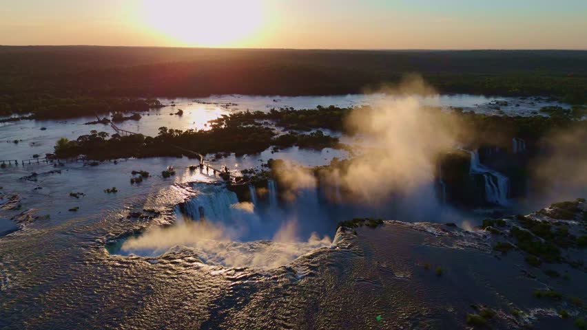 beautiful sunset at Iguazu Falls