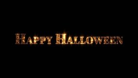 Glowing golden Happy Halloween text with sparkling light effects on dark background, festive and eye-catching holiday design. - Powered by Shutterstock - Get 15% off with code: PIKWIZARD15