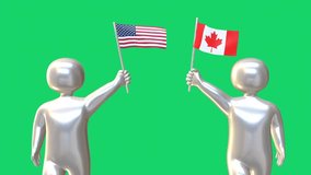 3D animated characters with US and Canada flags on green screen - Powered by Shutterstock - Get 15% off with code: PIKWIZARD15