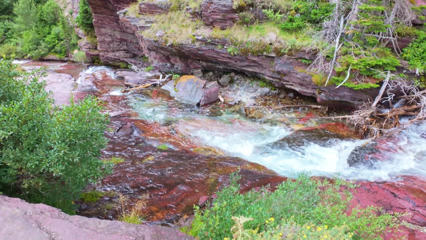 Baring Creek Waterfalls at Siyeh Pass Trail in Glacier National Park