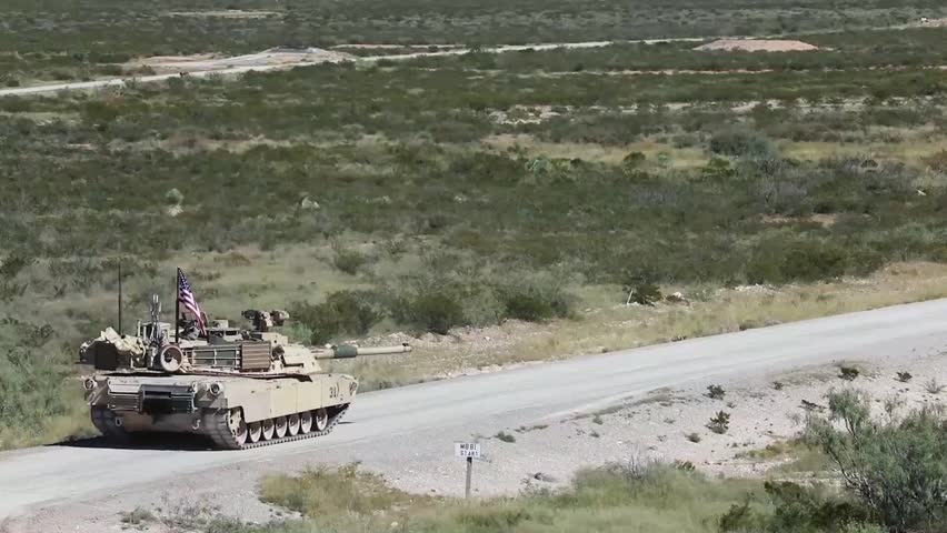 Abrams M1A1 tank with the United States flag
