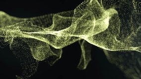 Golden glowing particles form abstract digital waves on a dark background. Futuristic motion design with shimmering dots, dynamic flow, and elegant technology-inspired visualization. - Powered by Shutterstock - Get 15% off with code: PIKWIZARD15