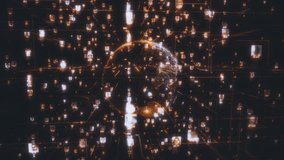 people portraits in dark cyberspace in social network concept as big data stream of faces connected by dark orange lines on the background of the planet earth model, 3d rendering 4K video. - Powered by Shutterstock - Get 15% off with code: PIKWIZARD15