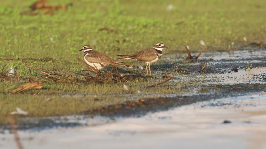 Killdeer (Charadrius vociferus) foraging at Shugru Reservoir in Lassen County, California.