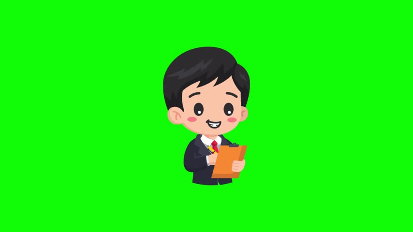 businessman character cartoon icon, green background animation