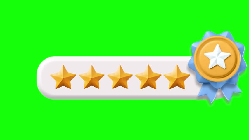 Excellent rating animation showing five golden stars and 5.0 score, perfect for feedback