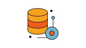 Animated data management with blue and orange database icon suitable for technology presentations and educational videos on data storage. - Powered by Shutterstock - Get 15% off with code: PIKWIZARD15