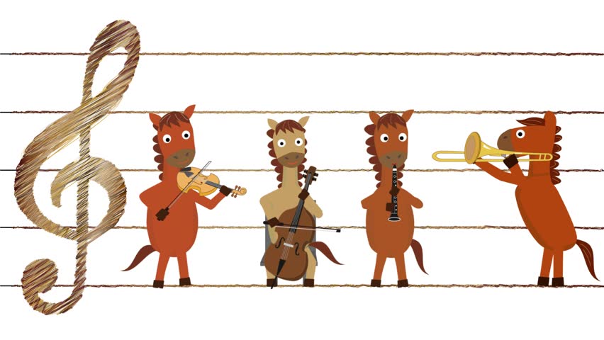 This is a video clip for a New Year's card for 2026. A horse is celebrating the New Year and enjoying music.