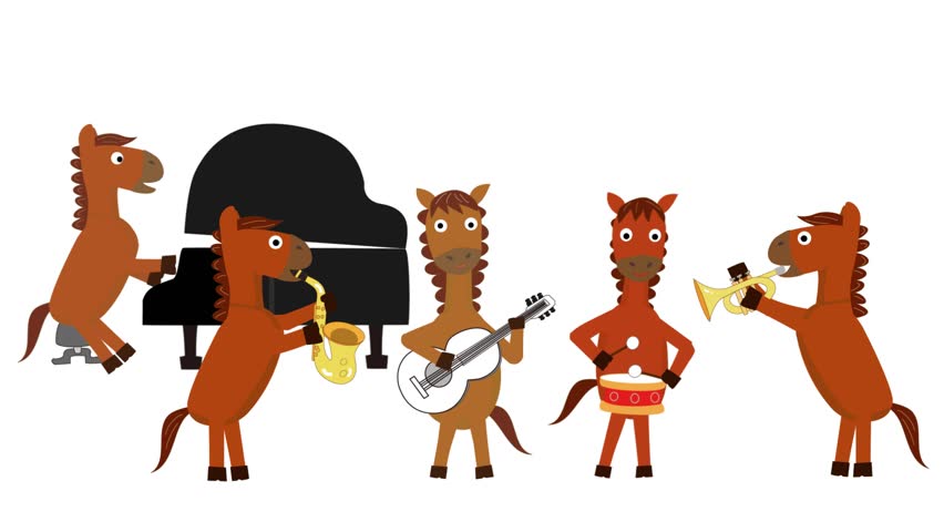 This is a video clip for a New Year's card for 2026. A horse is celebrating the New Year and enjoying music.