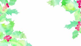 A simple frame of sparkling holly. A gentle loop animation using watercolor illustrations. - Powered by Shutterstock - Get 15% off with code: PIKWIZARD15