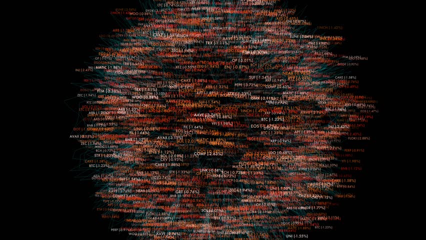 Hundreds of crypto tickers spin in a glowing 3D sphere symbolizing data overload. - Powered by Shutterstock - Get 15% off with code: PIKWIZARD15