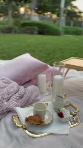 Aesthetic video cookies, milk, candle, and book 