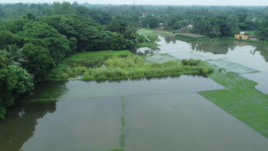 The surrounding area was flooded due to heavy rain.