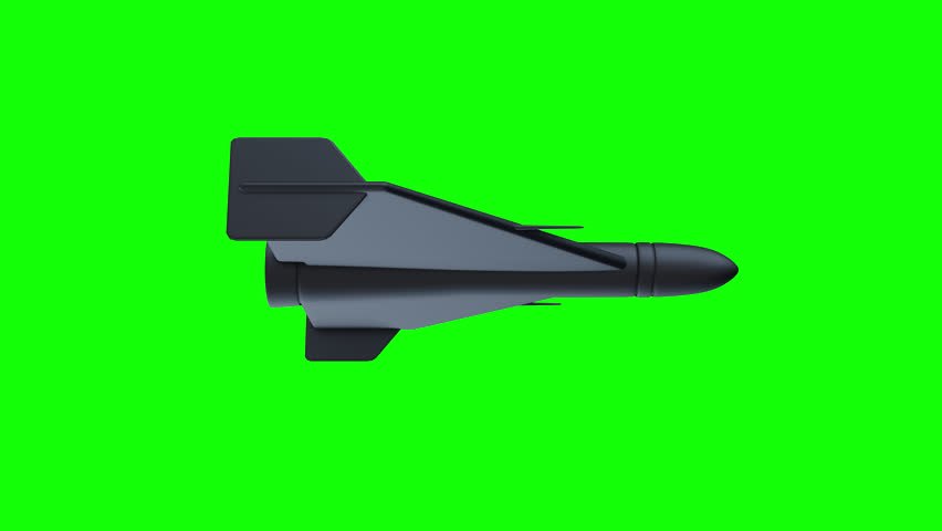 Flying military kamikaze drone. Loop 3d animation isolated on chroma key background.