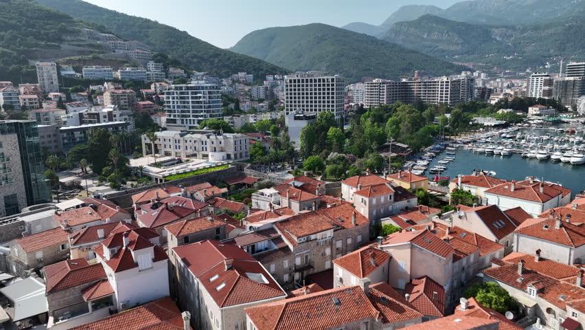 Ancient Walled City Overlooking Turquoise Waters in Budva, Montenegro