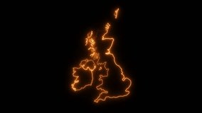 glowing neon Britain map, animation on black background futuristic digital icon video of a high-tech 4k video. cyber technology map intro background with countries appearing . - Powered by Shutterstock - Get 15% off with code: PIKWIZARD15