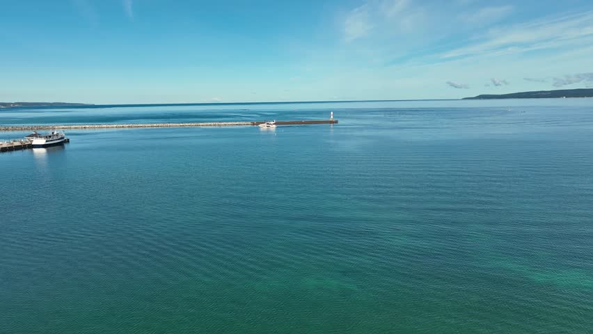The cool waters of Lake Michigan from the bay at Petoskey, MI.