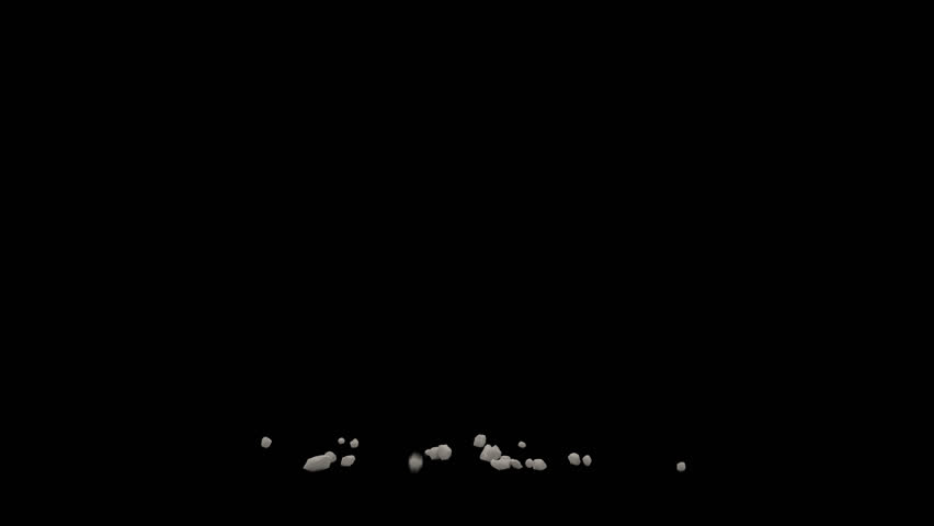 This stock motion graphics video shows debris sprouting out of the floor on an alpha channel background.