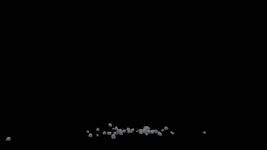 This stock motion graphics video shows debris sprouting out of the floor on an alpha channel background.