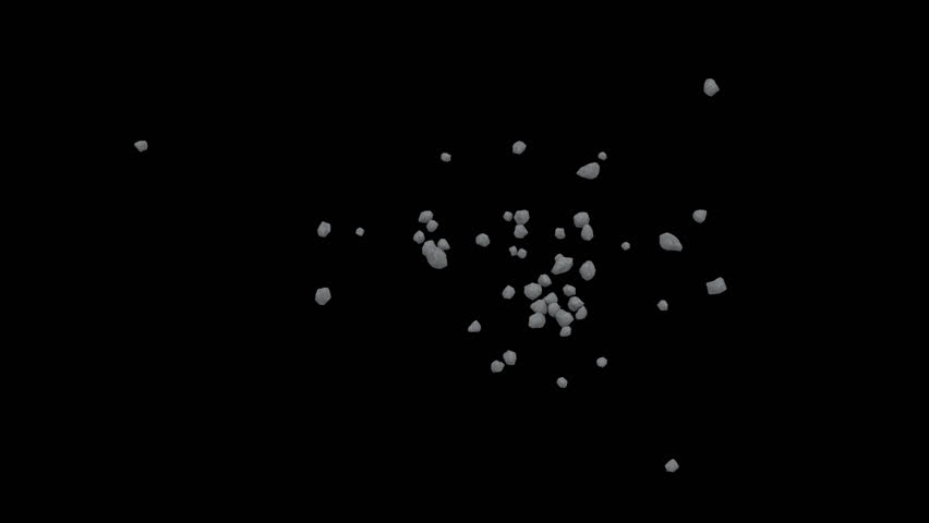 This stock motion graphics video shows debris sprouting out of the floor on an alpha channel background.