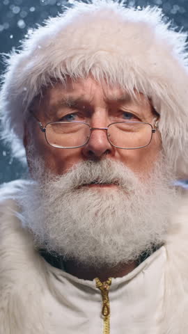Santa Claus surprised face in snowflakes for Christmas gift promo