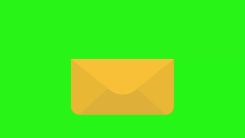 Email opening icon animation on green screen in 4K