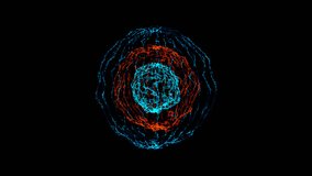 Blue orange neon  sphere logo animation with glowing core chaotic mesh of triangles dots and lines alpha channel QuickTime intro for business presentation technology promo or advertising - Powered by Shutterstock - Get 15% off with code: PIKWIZARD15