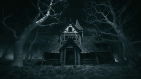 Eerie Haunted House in Dark Forest – Horror Forest Animation. Holiday spooky pumpkin - Powered by Shutterstock - Get 15% off with code: PIKWIZARD15