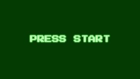Press start text glitch effect animation on green background. Suitable for video game content, technology blogs, and retro designs. - Powered by Shutterstock - Get 15% off with code: PIKWIZARD15