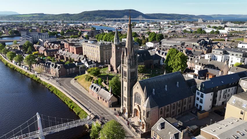 Aerial view of Inverness city, Scotland, United Kingdom