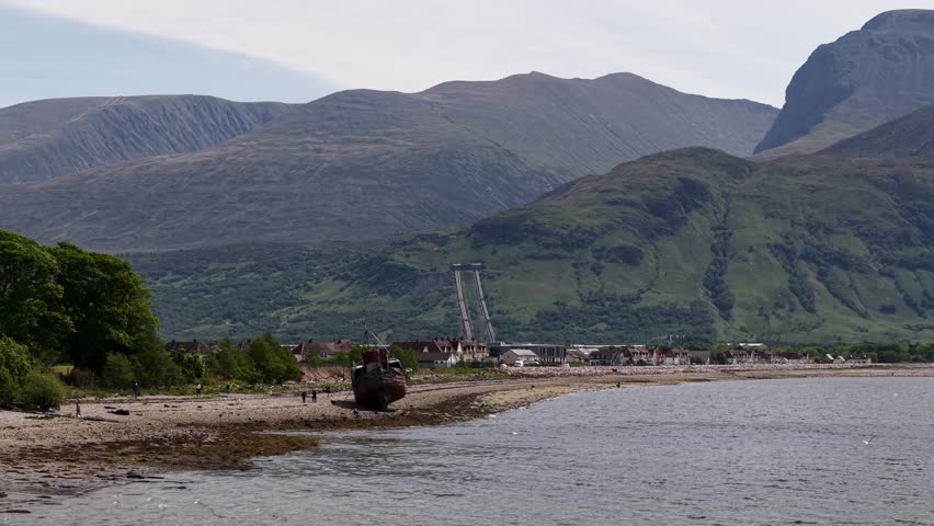 Corpach shipwreck near Fort William and Ben Nevis, Scotland, United Kingdom