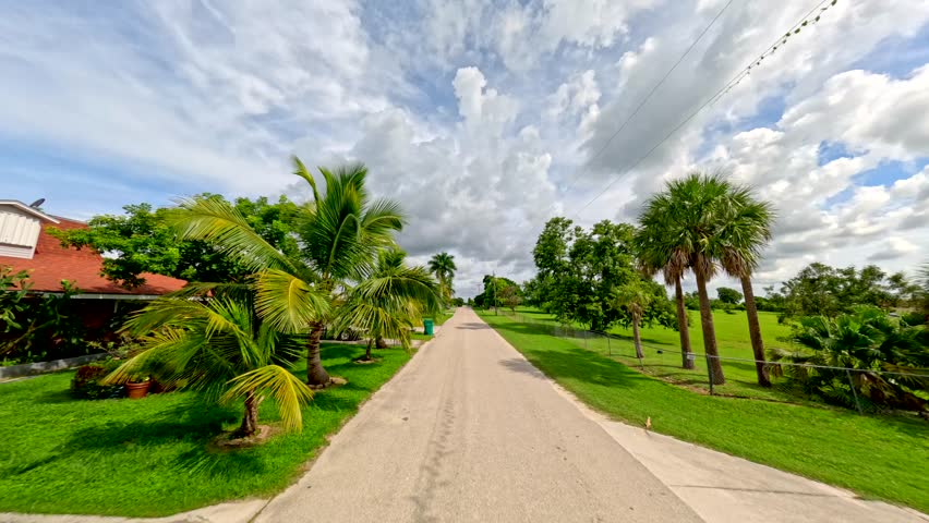 Driving through Chokoloskee Florida a small neighborhood located within Big Cypress National Preserve