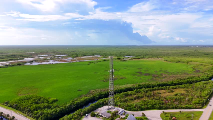 Big Cypress National Preserve Ochopee Florida USA Everglades. Aerial 4k panorama stock video