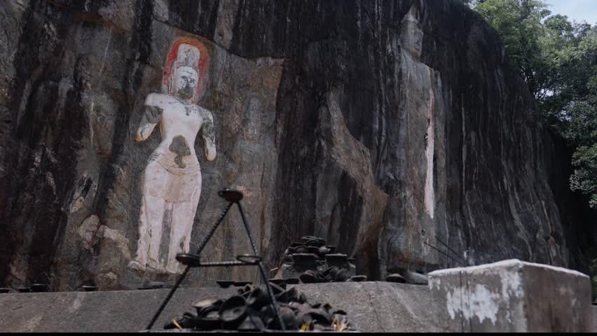Gal Vihara Rock-cut Buddha statues in Sri Lanka.