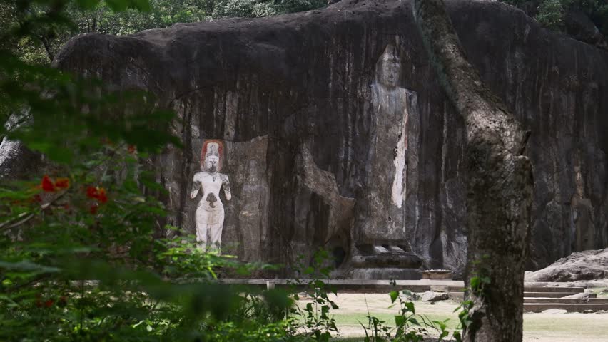 Gal Vihara Rock-cut Buddha statues in Sri Lanka.