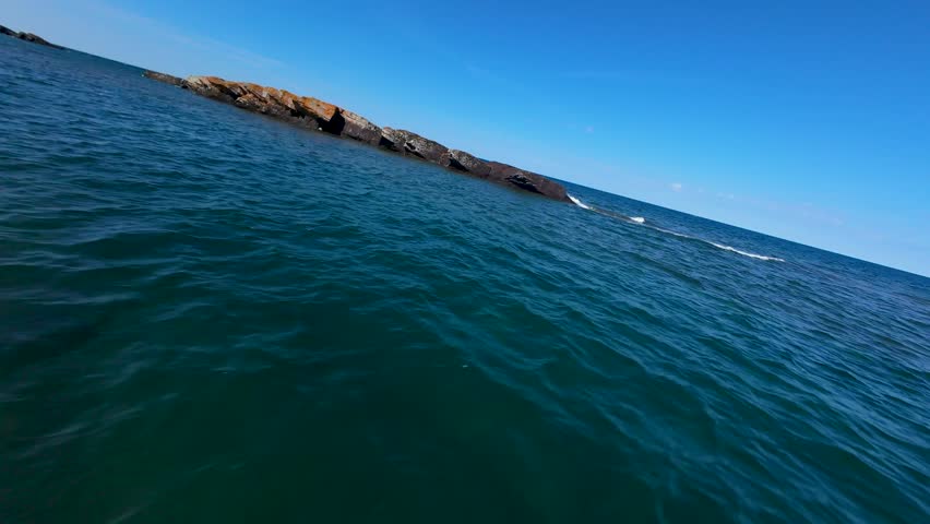 Lake Michigan Waves crashing against The Rocks In Horseshoe Bay