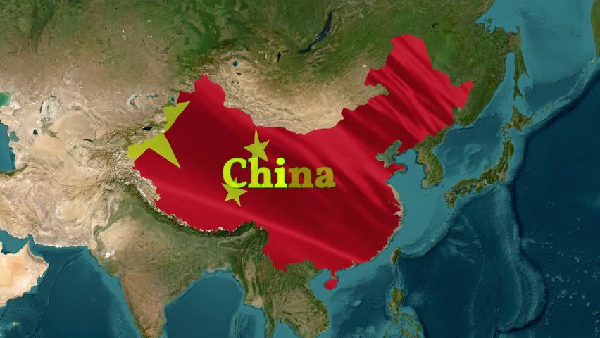 China Map 3d 4k with Flag Political and Physical Borders china map animation with satellite 3d 4k view