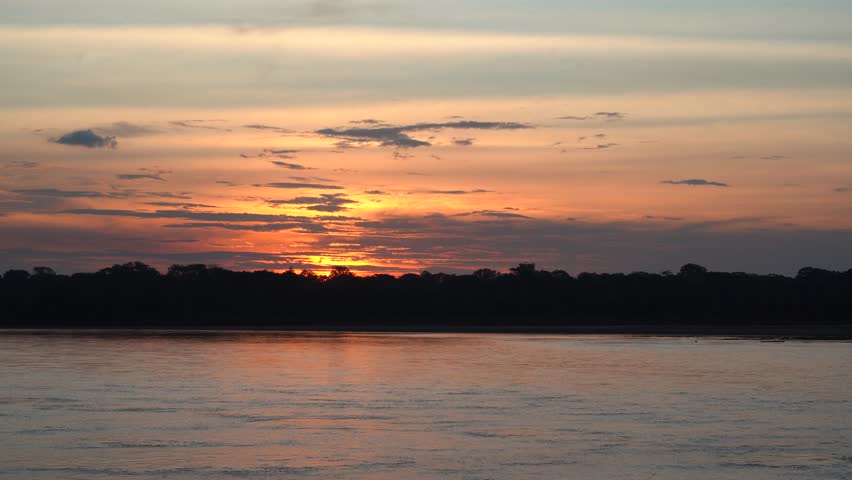 Beautiful Sunset on The Amazon River, Peru.