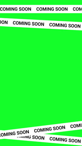 Coming Soon Text Animation On Green Screen. Vertical Animation