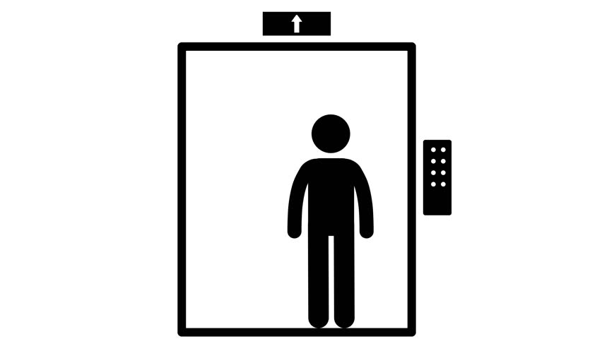 Stick figure animation of elevator going up