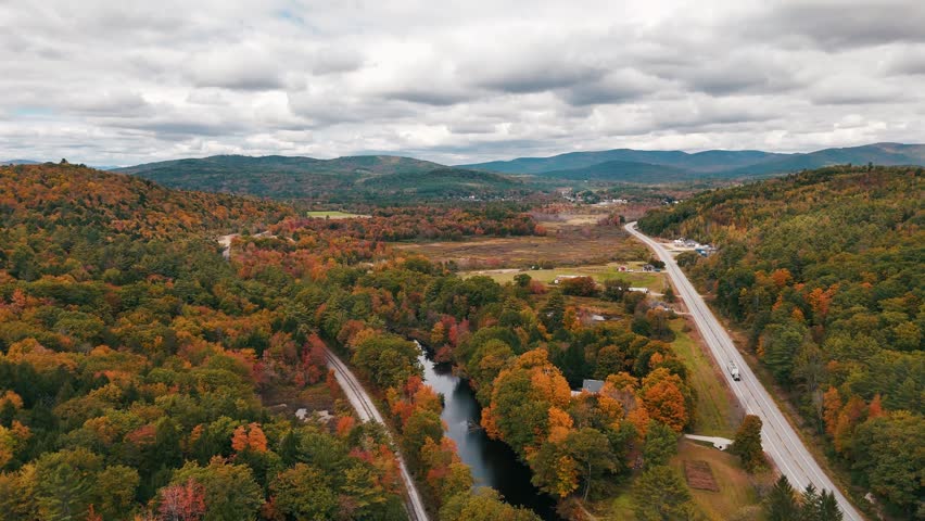 Beauty in Maine: Aerial views Fall Foliage in Western Maine Video 23