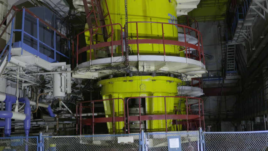 Circulation Pump Inside Chernobyl Nuclear Power Plant In Ukraine. tilt-up shot