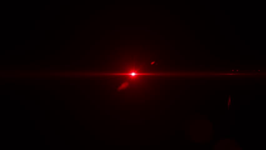 Lens Flare Beam light appears and disappears animation. blinking red light effect. Glowing Light Rays. 4k stock video.	