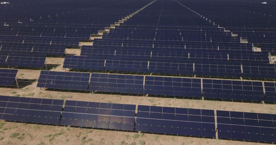 Expansive solar panels at NV Solar Farm, USA, showcasing renewable energy