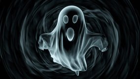 Animation Ghost Figure With Horror Theme Background. Looping Dark Spooky Character Floating In Empty Tunnel Space. One Creepy Spectral Spirit For Halloween Atmosphere And Frightening 3D Illustration - Powered by Shutterstock - Get 15% off with code: PIKWIZARD15