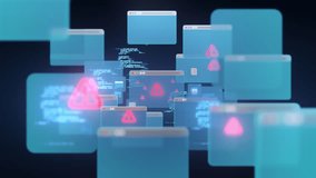 Cybersecurity alert concept showing system warning symbols in browser window interface, representing hacking threats, data breaches, and internet security issues in digital environments. - Powered by Shutterstock - Get 15% off with code: PIKWIZARD15